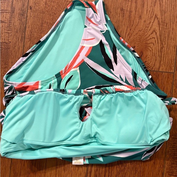 Anne Cole Tropical Blousen One-Piece Swimsuit - Palm Print Size 12 - Picture 4 of 9